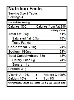 grilled salsa tacos tropical fish pork seasoned pierogi bbq pulled facts recipe nutrition